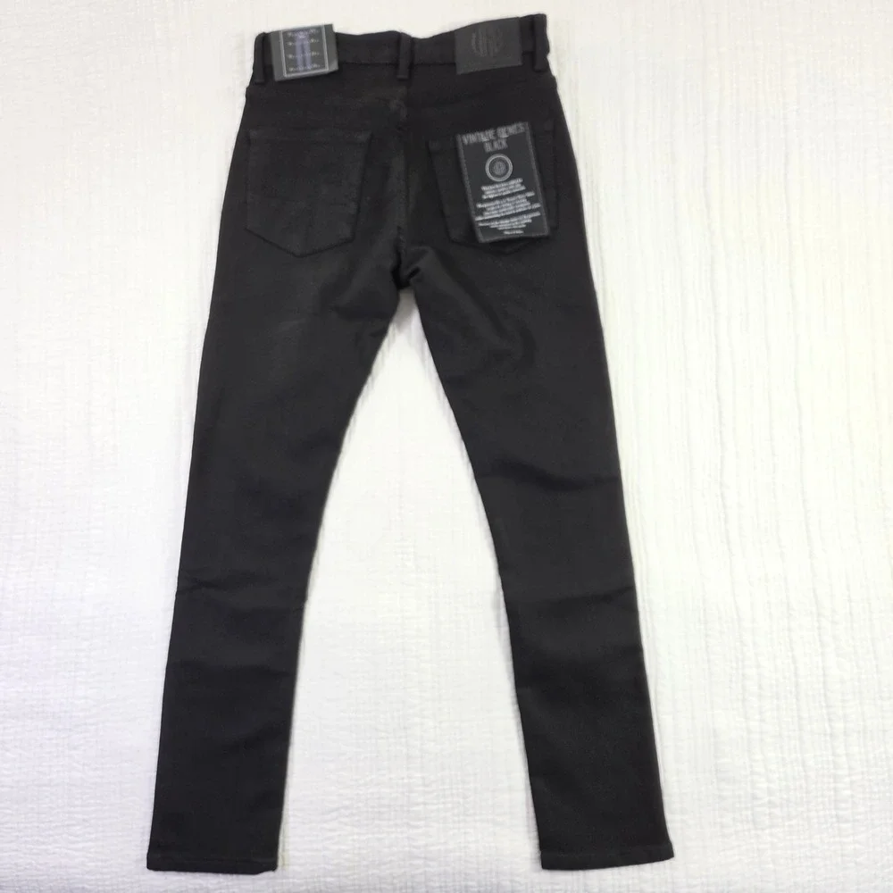 VGB Vintage Genes Black Mens 28x30 Slim Fit French Terry Stretch Denim Jeans